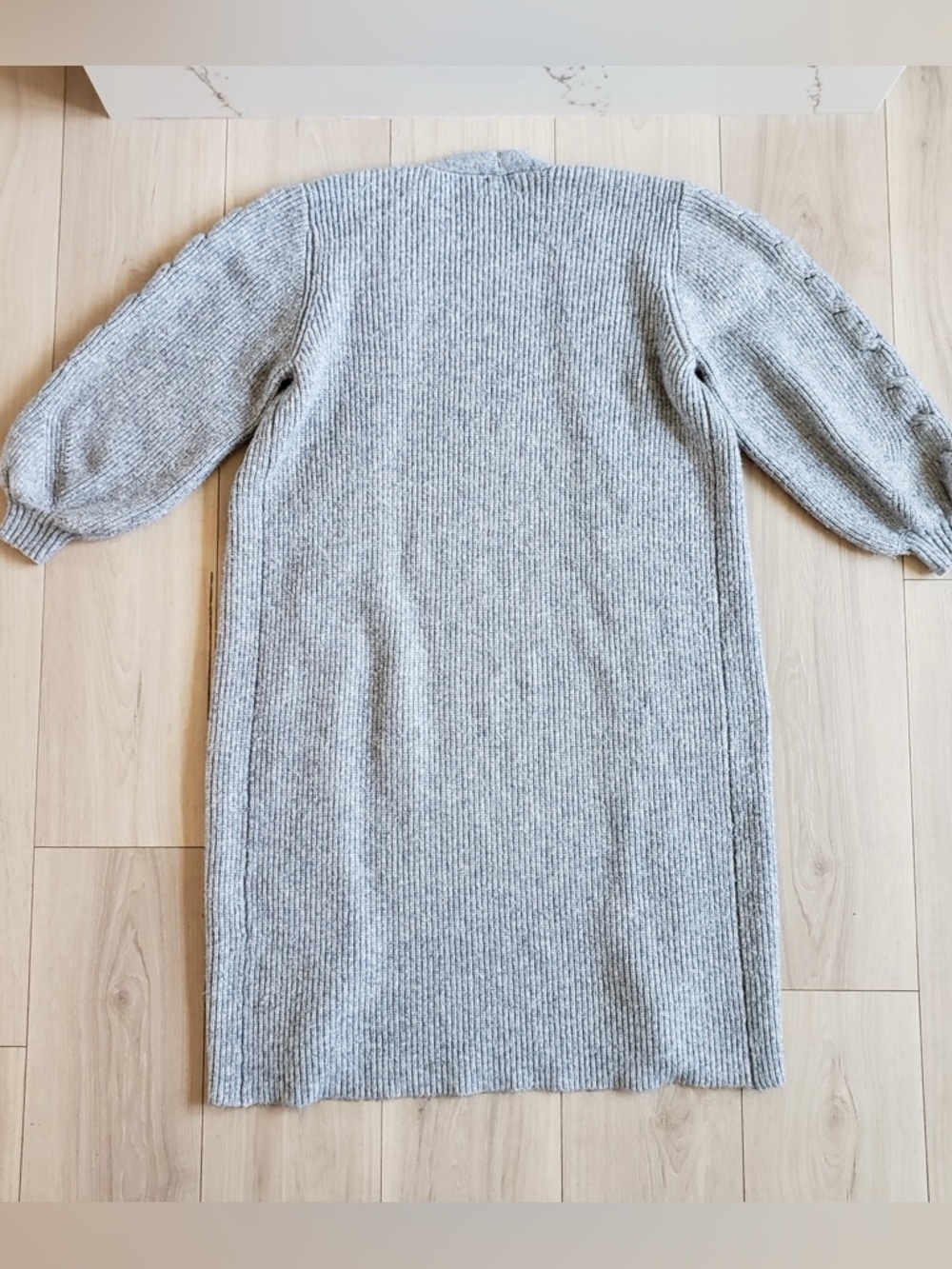 ASOS Light Gray Ribbed Open-Front Long Cardigan - Picture 3 of 6